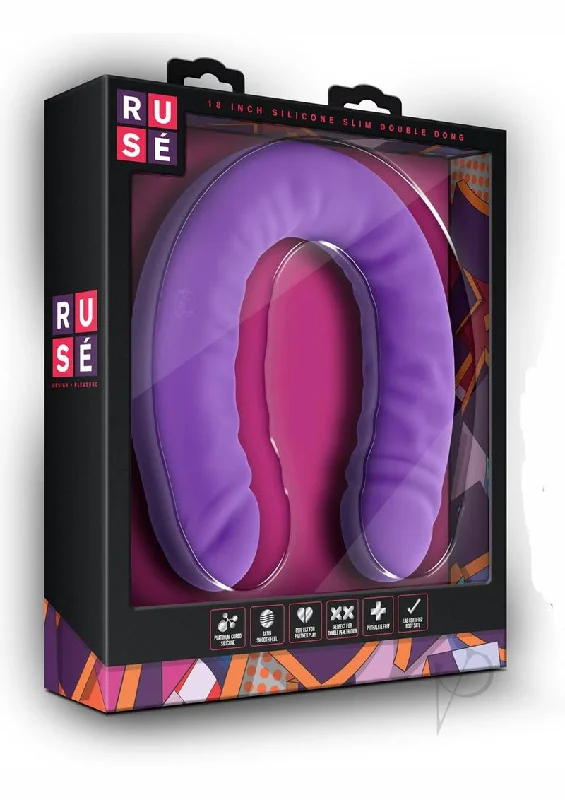 Lightweight Masturbator Design-Ruse Slim Double Dong 18 Purple