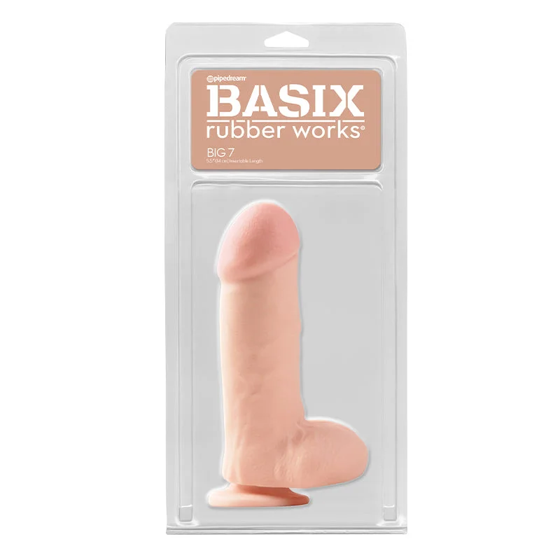 high-quality g-spot vibrator for better stimulation-Basix Rubber Works - Big 7 With Suction Cup - Flesh