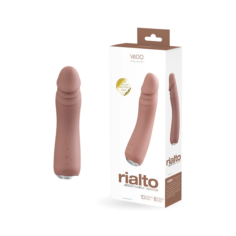 vibrating dildo for deep penetration and maximum pleasure-Vedo Rialto Rechargeable Vibe Mocha