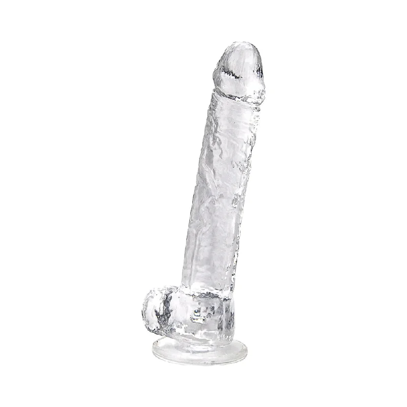 Stabilized dildo-Loving Joy 11 Inch Dildo with Balls Clear