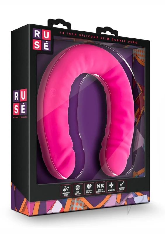 Enhanced Masturbator Grip-Ruse Slim Double Dong 18 Pink