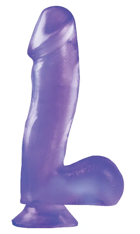 High-Intensity Masturbator-Basix Rubber Works - 6.5 Inch Dong With Suction Cup - Purple