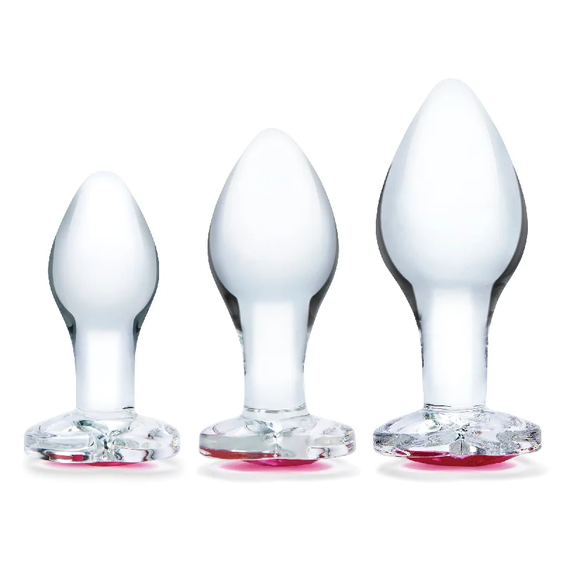 Vibrating Masturbator Option-Heart Jeweled Butt Plugs Set