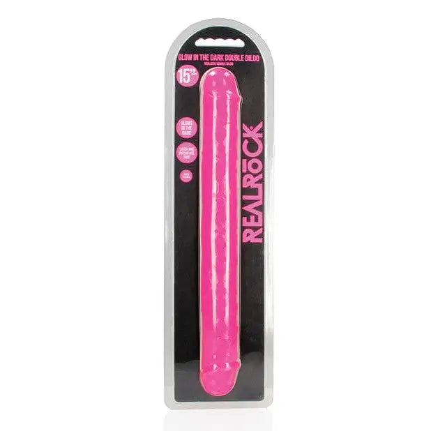 Lubricated Masturbator Grip-Shots Realrock 15" Double Dong Glow In The Dark