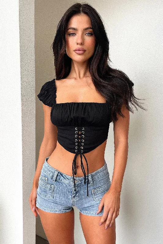 corset for club flows-Maci Crop - Black