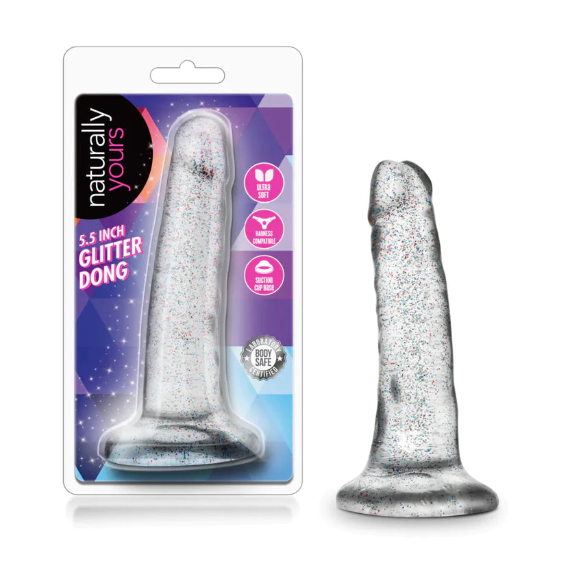 Hygienic Masturbator Grip-Naturally Yours Glitter Dong 5.5" by Blush Novelties