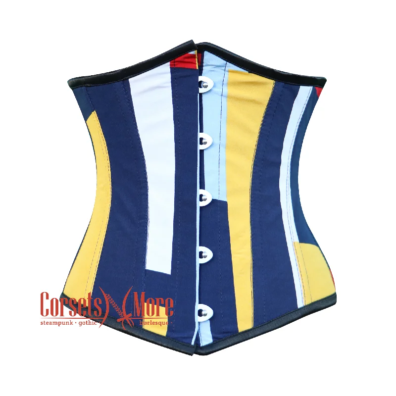 corset for evening gathers-Multi Color Printed Plus Size Underbust Waist Training Corset Bustier Top