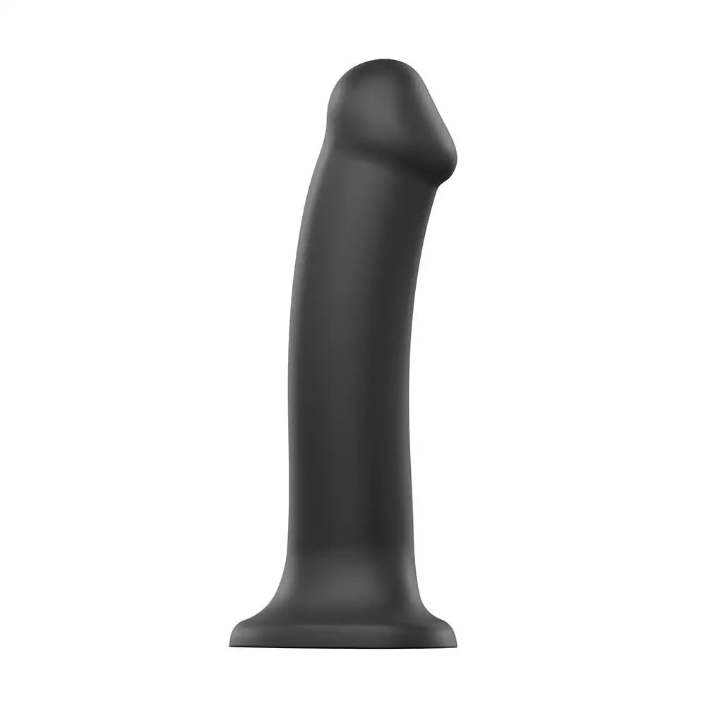 Crank-powered dildo-7.5-inch Strap on me Silicone Medium Bendable Black Dildo