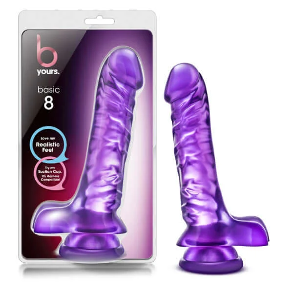 Silent Masturbator Refill-Experience Realistic Pleasure with the B Yours Basic 8 Purple Magnum Dong