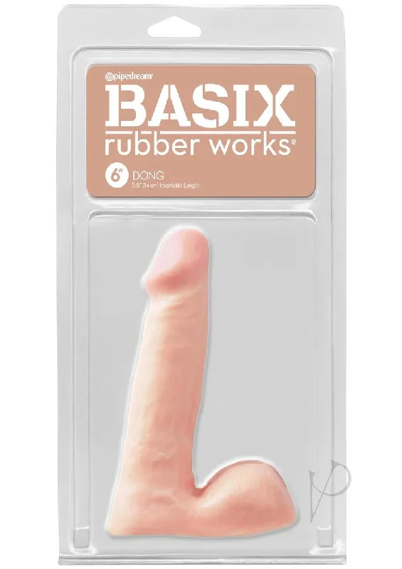 Ergonomic Masturbator Kit-Basix 6 Dong W/balls Flesh