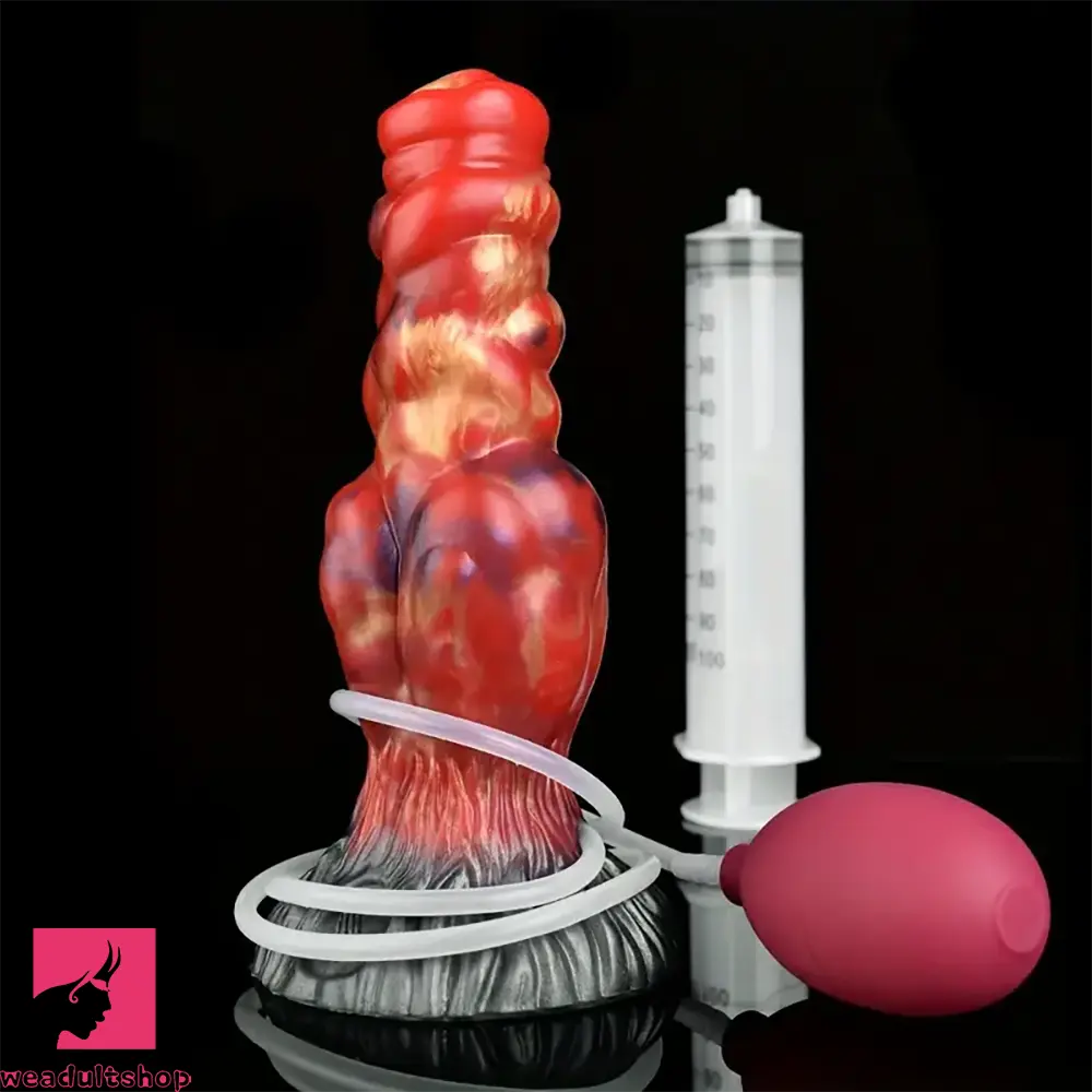 Dimpled dildo-7.68in Fantasy Dog Kotted Silicone Soft Ejaculating Dildo For Women