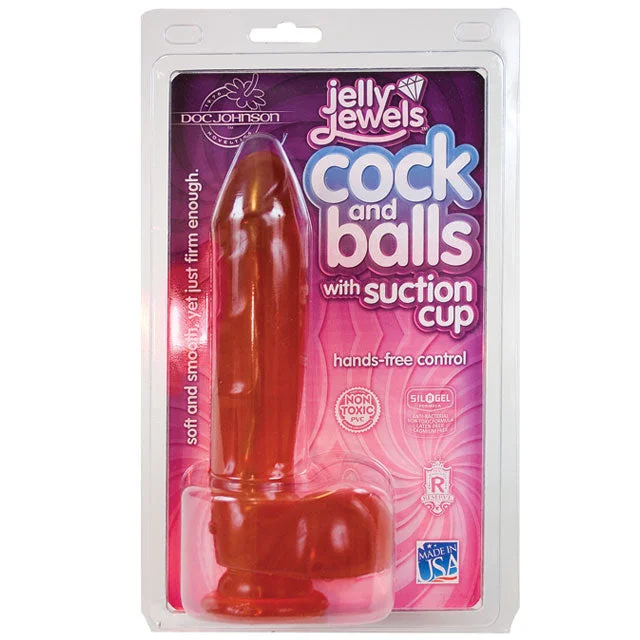 vibrating prostate massager for advanced users with custom settings-Jelly Jewels C*ck And Balls With Suction Cup 8 Inch Ruby