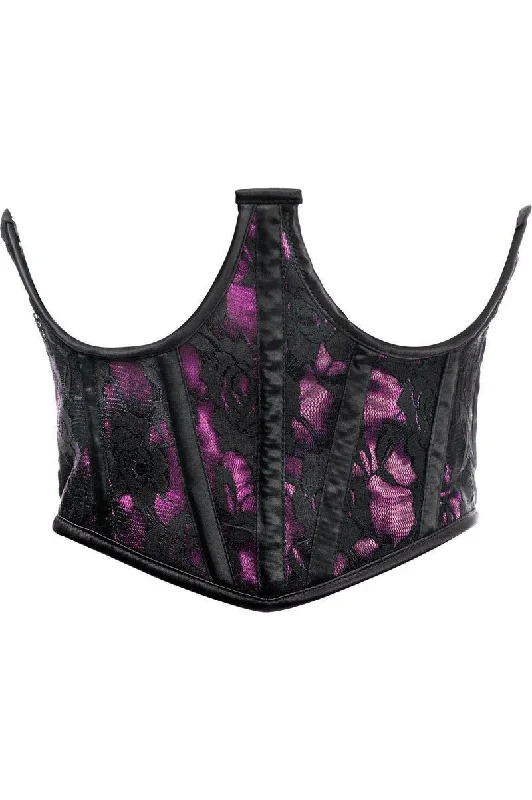 sexy lingerie with silk ribbons-Lavish Pink w/Black Lace Overlay Open Cup Waist Cincher