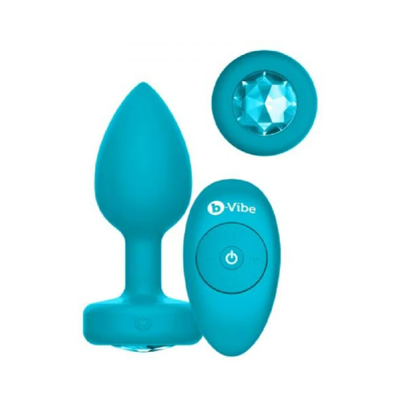 Gentle Masturbator Holder-b-Vibe Remote Control Vibrating Jewel Plug (S/M) - Teal