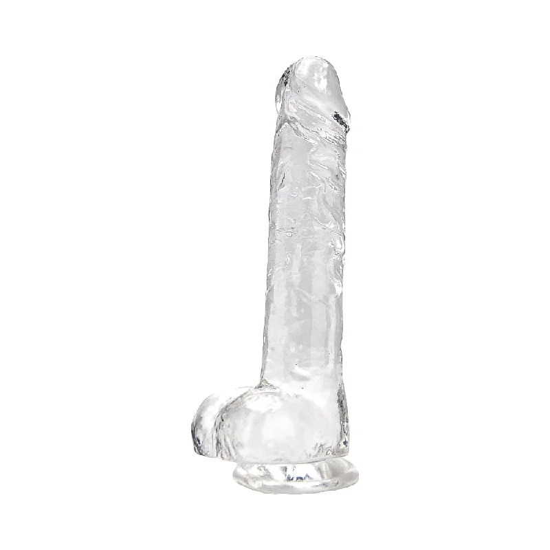 Cratered dildo-Loving Joy 8 Inch Dildo with Balls Clear