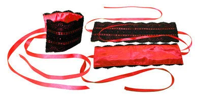 Compact Masturbator Tool-Satin And Lace Lovers Kit - Red