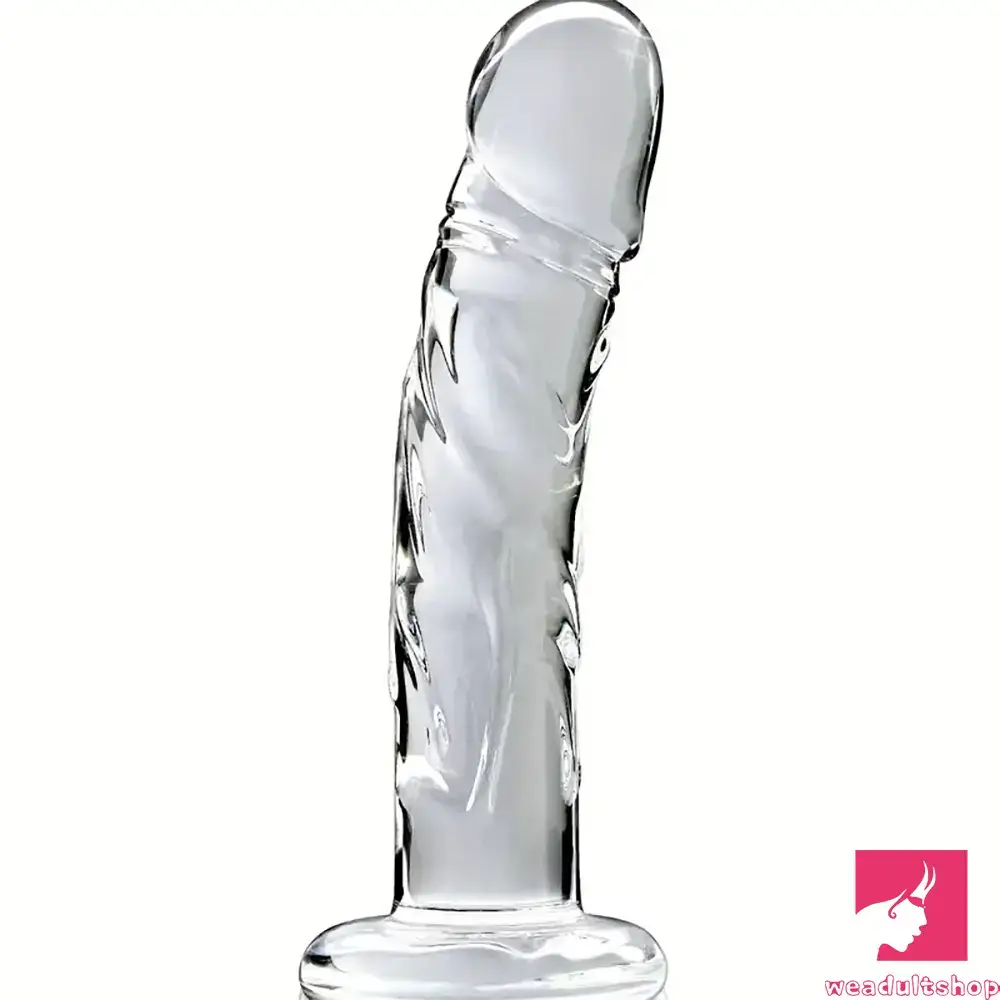 Domed dildo-7.09in Clear Elegant Glass Crystal Dildo For Female Male Sex Orgasm