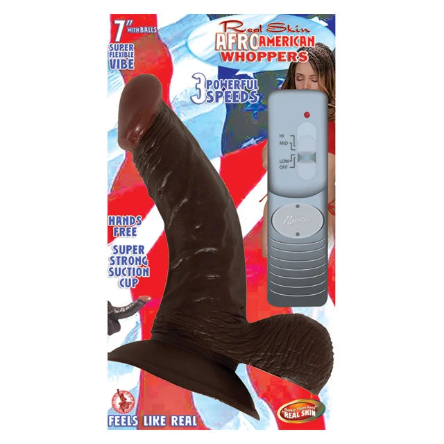 Innovative Masturbator Pack-Afro American Whoppers 7in. Vibrating Dong With Balls